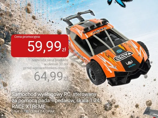 Samochód wyścigowy RC sterowany za pomocą pada i pedałów RACE XTREME promocja w Smyk