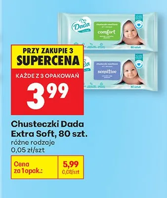 Chusteczki Extra Soft różne rodzaje promocja w Biedronka