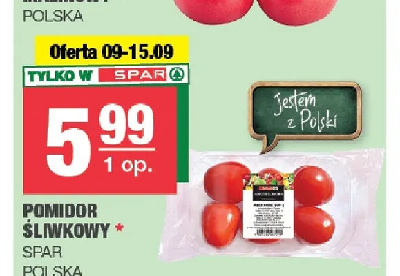 Pomidory śliwkowe polskie SPAR promocja w SPAR