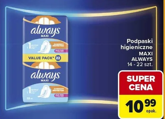 Podpaski higieniczne maxi promocja w Carrefour Market