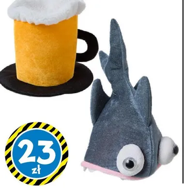 Kapelusz z rybą lub kuflem piwa promocja w Tedi