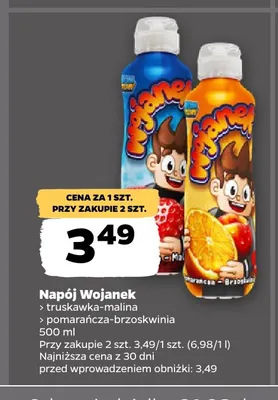 Napój Wojanek truskawka-malina promocja w Netto