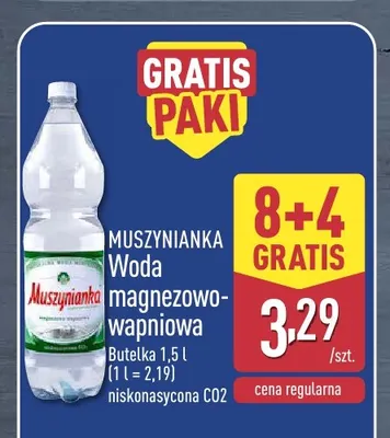 Woda gazowana magnezowo-wapniowa niskonasycona CO2 Muszynianka promocja w Aldi
