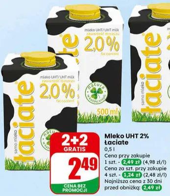 Mleko UHT 2% Łaciate promocja w Dino