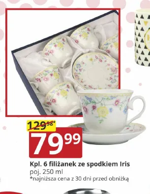 Komplet 6 filiżanek ze spodkiem Iris 250 ml promocja w Prymus AGD