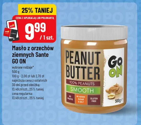 Masło z orzechów ziemnych Sante GO ON Smooth promocja w POLOmarket