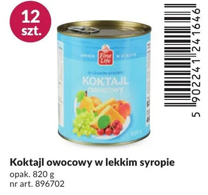 Koktajl owocowy w lekkim syropie promocja w Makro