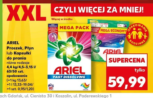 Kapsułki do prania Ariel 3 in 1 promocja w Kaufland