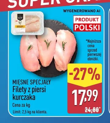 Filety z piersi kurczaka Mięsne Specjały promocja w Aldi