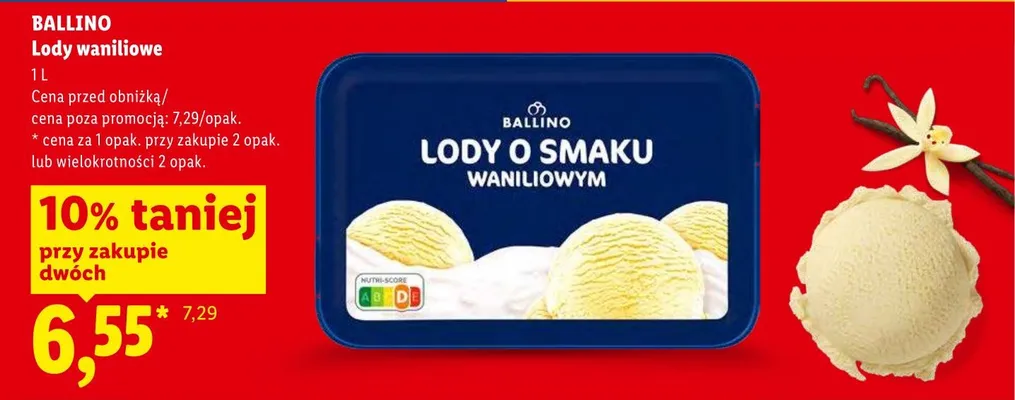 Lody waniliowe Ballino promocja w Lidl