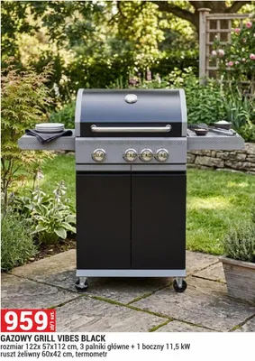 Gazowy grill Vibes Black promocja w Merkury Market