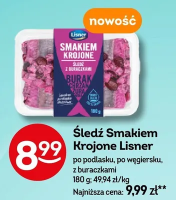 Śledź Smakiem Krojone Lisner po podlasku, po węgiersku, z buraczkami promocja w Żabka