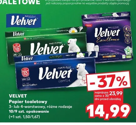 Papier toaletowy Velvet Excellence 4-warstwowy promocja w Kaufland