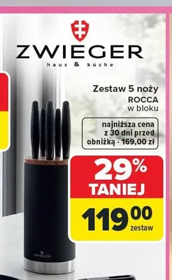 Zestaw 5 noży Zwieger ROCCA w bloku promocja w Carrefour