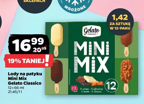 Lody na patyku Mini Mix Gelato Classico promocja w Netto