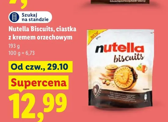 Ciastka z kremem orzechowym Nutella Biscuits promocja w Lidl