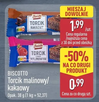 Torcik malinowy/kakaowy promocja w Aldi