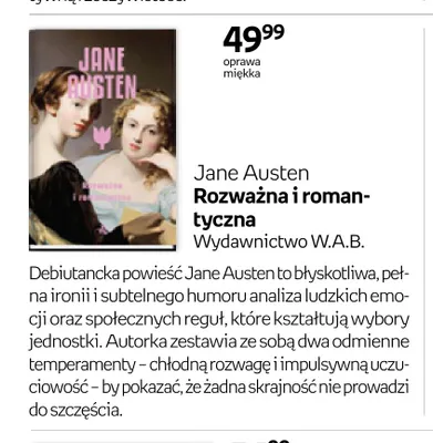 Książka Jane Austen Rozważna i romantyczna Wydawnictwo W.A.B. promocja w Empik