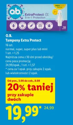 Tampony Extra Protect O.B. normal promocja w Lidl