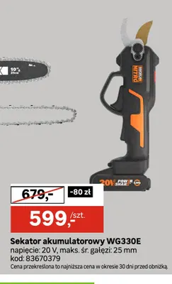 Sekator akumulatorowy WG330E Worx promocja w Leroy Merlin