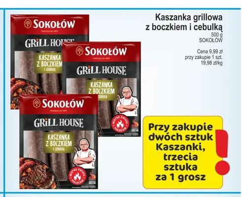 Kaszanka grillowa z boczkiem i cebulką Sokołów promocja w Marketvita