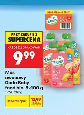 Mus owocowy Dada Bio Mus Jabłko Banan Truskawka 5-pak promocja w Biedronka