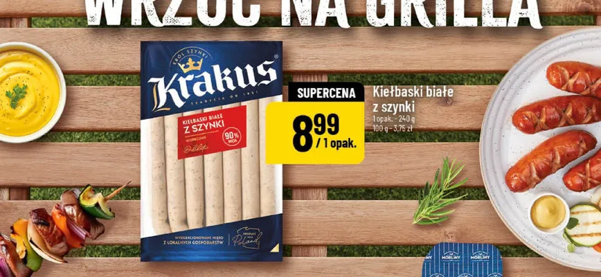 Kiełbaski białe z szynki Krakus promocja w POLOmarket