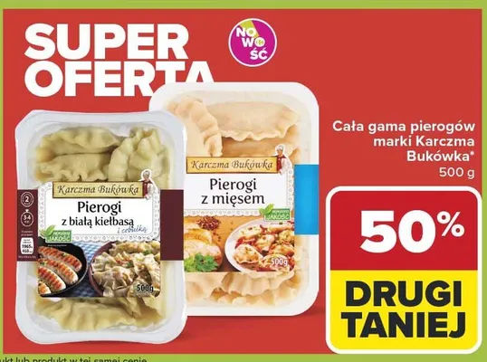 Pierogi z białą kiełbasą promocja w Carrefour Market