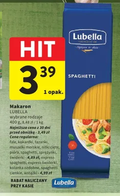 Makaron kokardki Lubella promocja w Intermarche