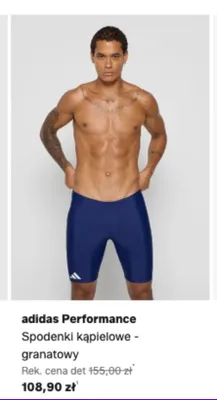 Spodenki kąpielowe granatowe Adidas Performance promocja w Lounge by Zalando