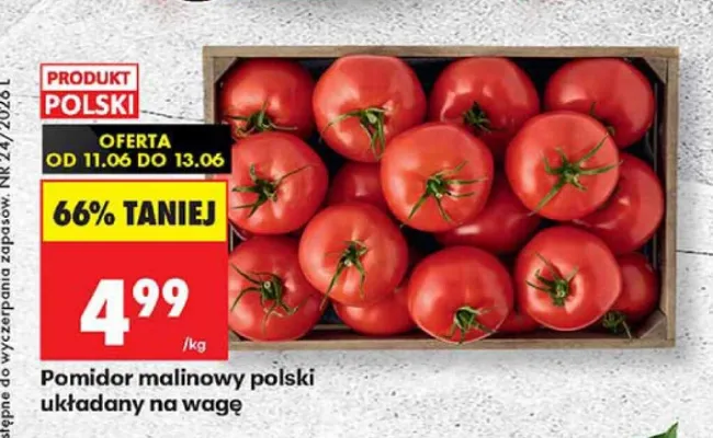 Pomidor malinowy polski układany na wagę promocja w Biedronka