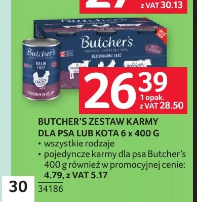 Zestaw karmy dla psa lub kota Butcher's promocja w Selgros