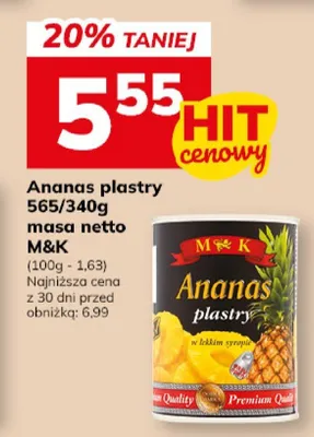 Ananas plastry masa netto promocja w Hitpol