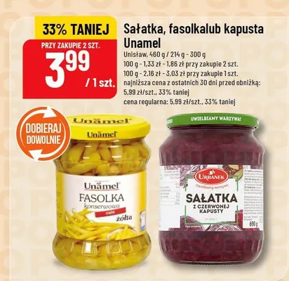 Sałatka, fasolka lub kapusta Unámel promocja w POLOmarket
