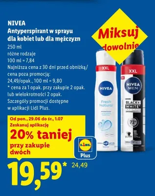 Antyperspirant w sprayu Nivea Men Black & White Invisible Original promocja w Lidl