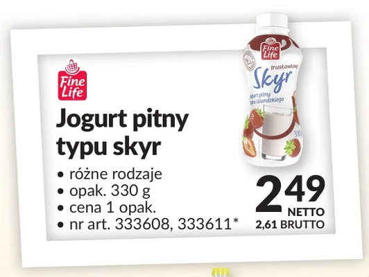Jogurt pitny typu skyr Fine Life promocja w Makro
