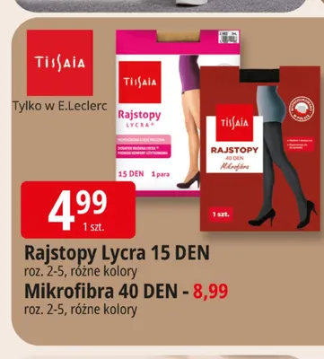 Rajstopy Lycra 15 DEN Tissaia promocja w Leclerc