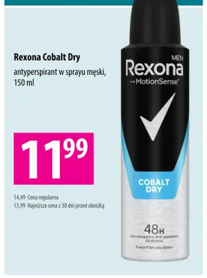 Antyperspirant w sprayu męski Rexona Cobalt Dry promocja w Hebe