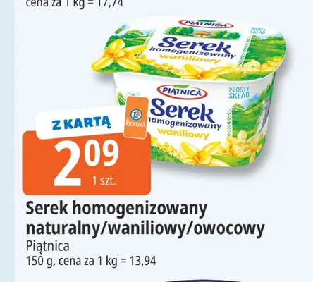 Serek homogenizowany owocowy Piątnica promocja w Leclerc
