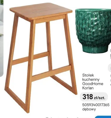 Stołek kuchenny GoodHome Korlan dębowy promocja w Castorama