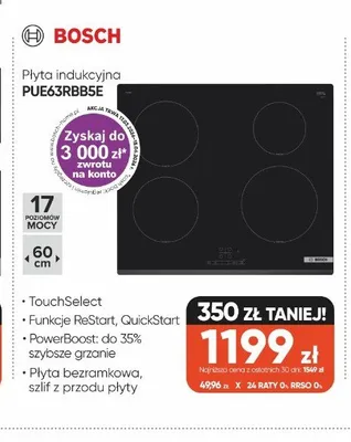 Płyta indukcyjna BOSCH PUE63RBB5E promocja w Max Elektro