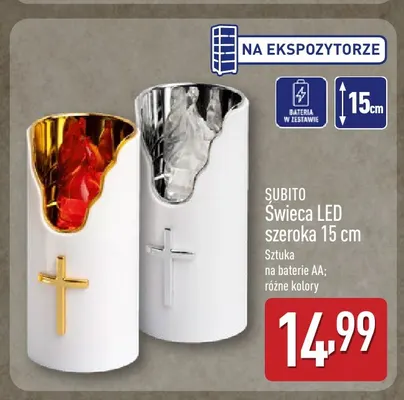 Świeca LED szeroka 15 cm Subito promocja w Aldi