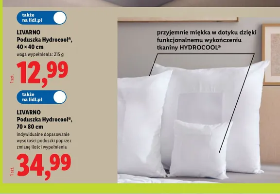 Poduszka Hydrocool Livarno 40x40 cm promocja w Lidl