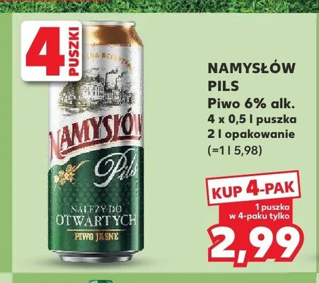 Piwo Namysłów Pils 4-pak promocja w Kaufland