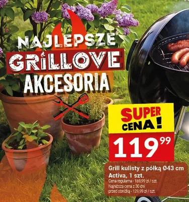 Grill kulisty z półką Ø43cm Activa promocja w Twój Market