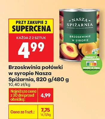 Brzoskwinia połówki w syropie promocja w Biedronka