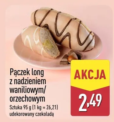 Pączek long z nadzieniem orzechowym  promocja w Aldi