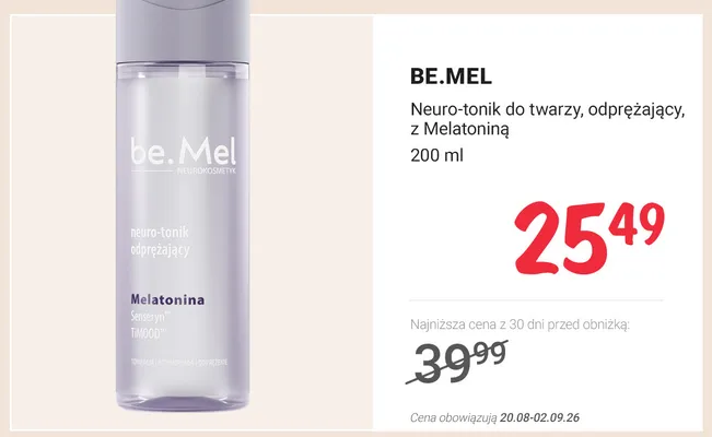Neuro-tonik do twarzy odprężający z Melatoniną Be.Mel promocja w Rossmann
