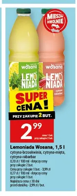 Lemoniada Wosana Cytryna-Rabarbar promocja w Twój Market