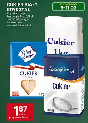 Cukier biały kryształ 1kg promocja w Stokrotka
